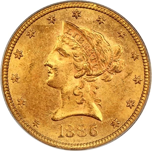 image for: 1886-S $10 PCGS MS60 (OGH)