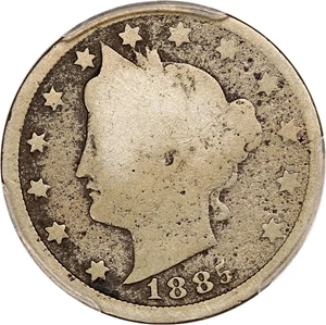 image for: 1885 5c PCGS Good Details (Environmental Damage)