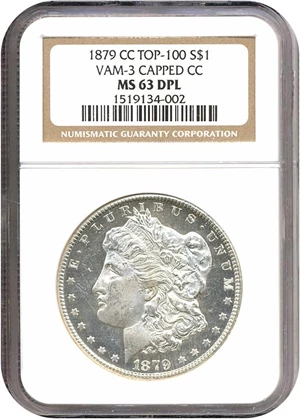 image for: 1879-CC $1 Capped Die NGC MS63 DMPL (VAM-3, Top 100)