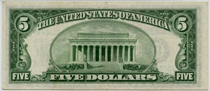 image for: FR. 2007B 1934B Dark Green Seal $5 Federal Reserve Note New York PMG Very Fine 35 EPQ