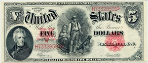 image for: FR. 91 1907 $5 Legal Tender PMG Extremely Fine 45 EPQ