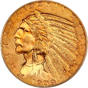 image for: 1909-S $5 PCGS MS62