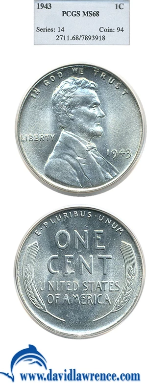 image for: 1943 1c PCGS MS68