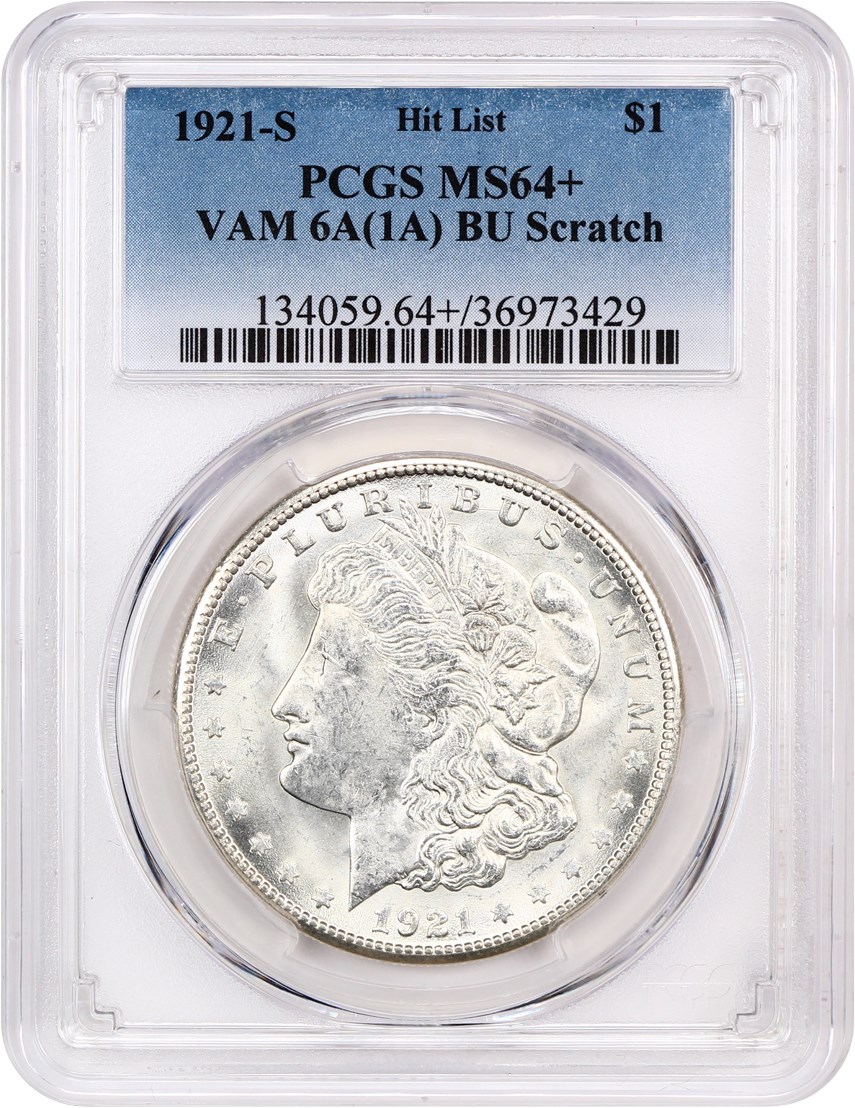 image for: 1921-S $1 PCGS MS64+ (VAM-1A, BU Scratch)