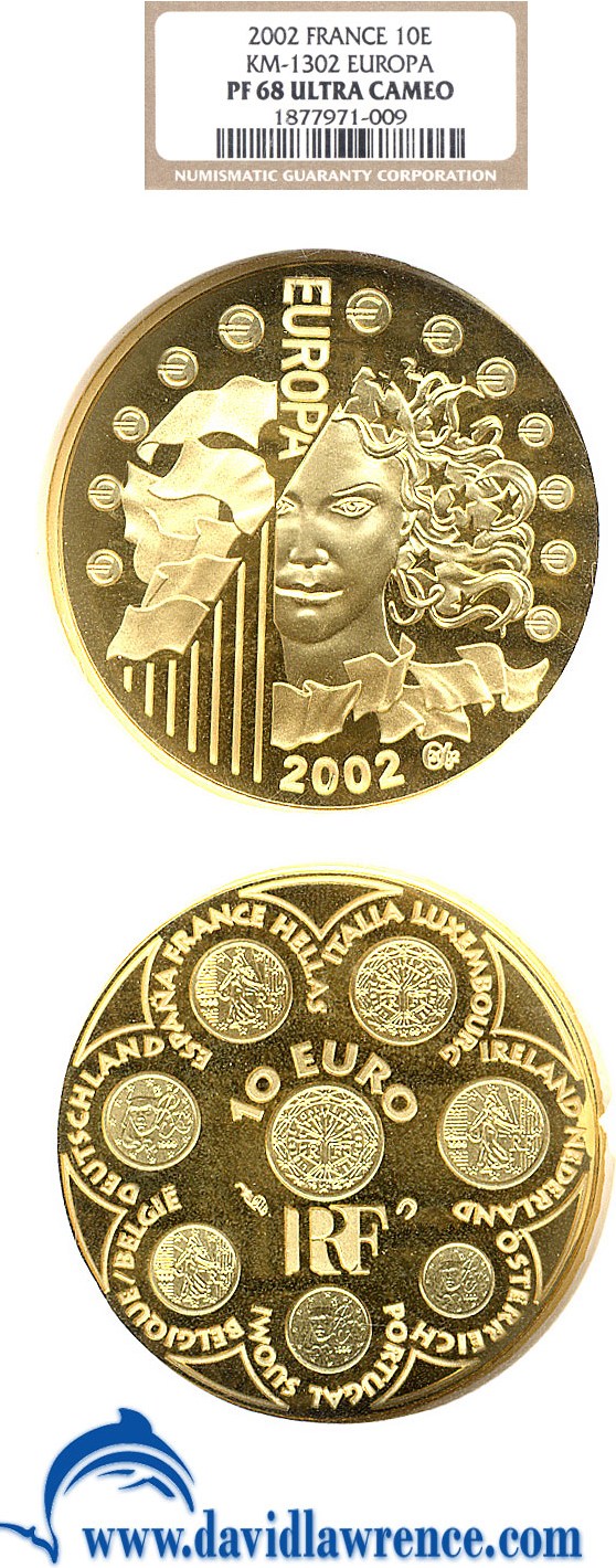 image for: France: 2002 10 Euros Europa (KM-1302) NGC Proof 68  UCameo