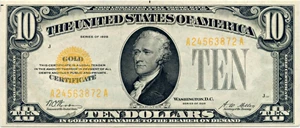 image for: FR. 2400 1928 $10 Gold Certificate PCGS About New 55