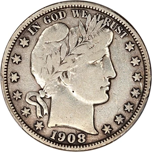 image for: 1908-D 50c PCGS Fine Details (Cleaned)