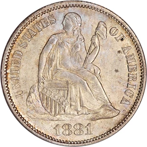 image for: 1881 10c PCGS MS64