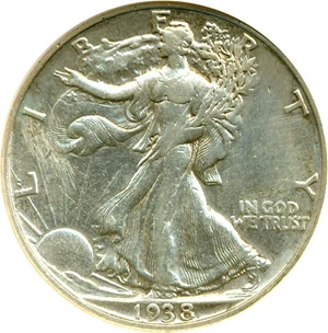image for: 1938-D 50c ANACS XF45 Details (Tooled, Cleaned)