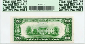 image for: FR. 2054am-E Dark Green Seal 1934 $20 PCGS Gem New 65PPQ
