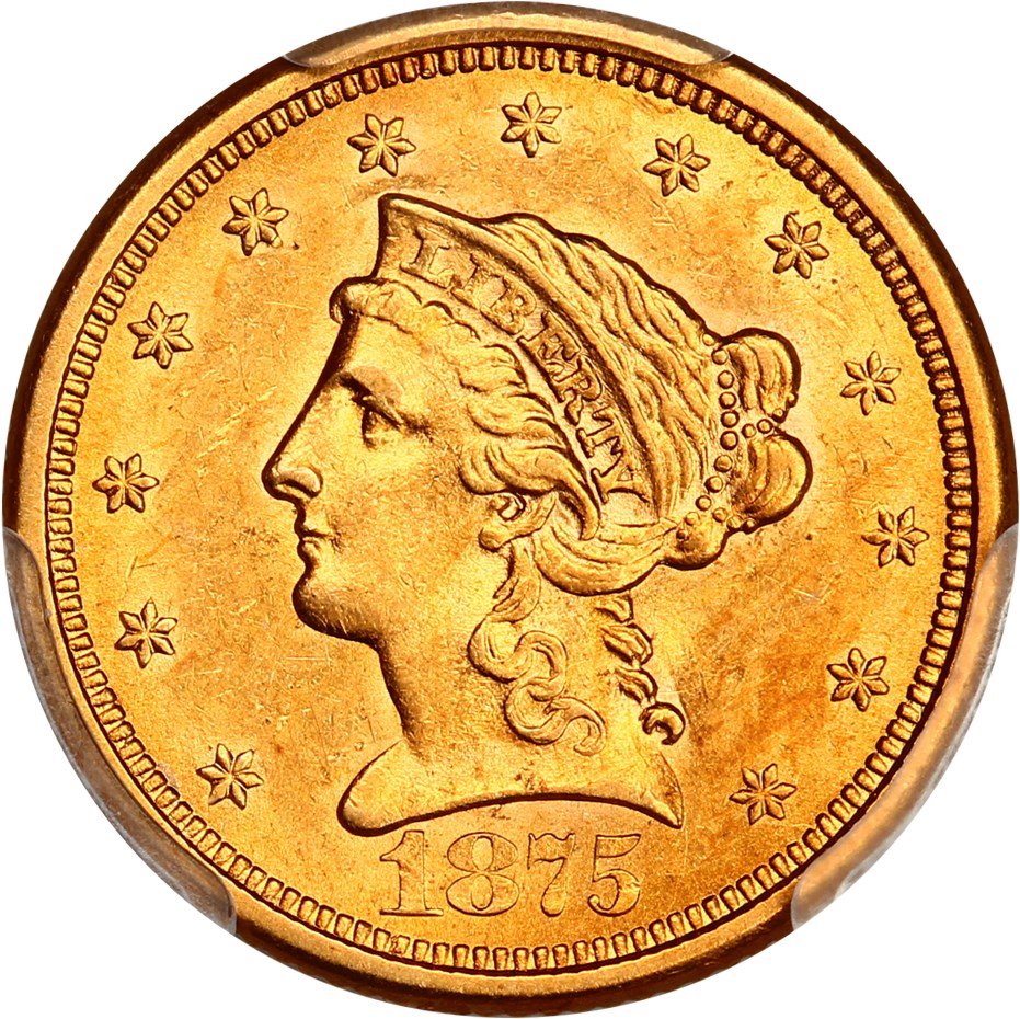 image for: 1875-S $2 1/2 PCGS AU58