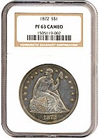 image for: 1872 $1  NGC Proof 63 Cameo