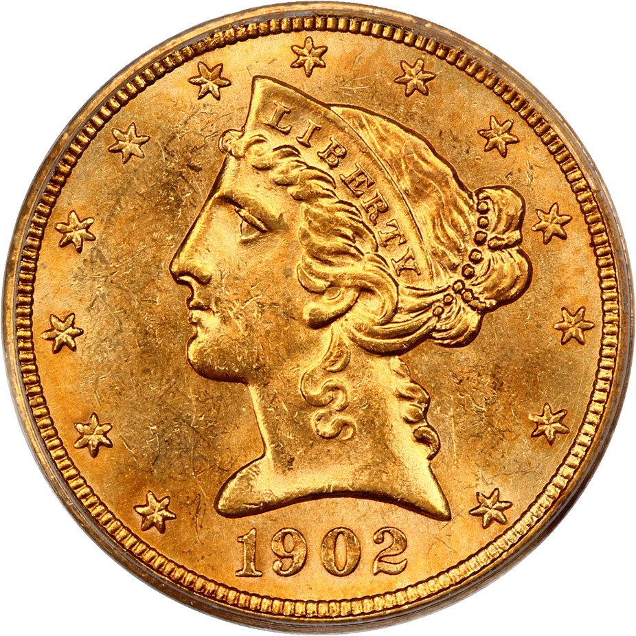 image for: 1902 $5 PCGS MS63 (OGH)