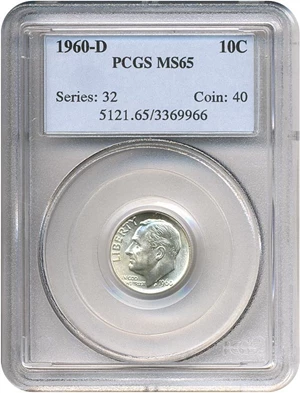 image for: 1960-D 10c PCGS MS65