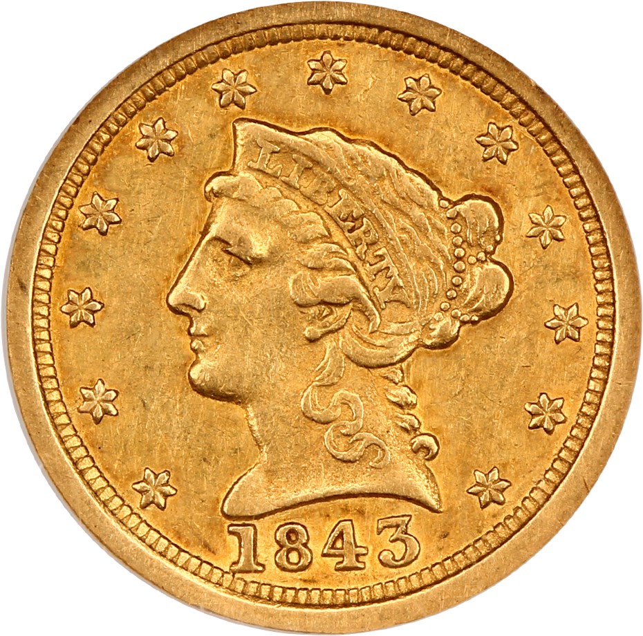 image for: 1843-O $2 1/2 NGC/CAC AU55 (Large Date)
