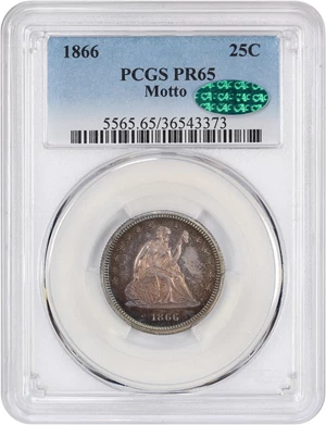 image for: 1866 25c PCGS/CAC Proof 65 (Motto)