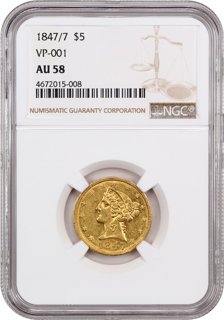 image for: 1847/7 $5 NGC AU58 (VP-001)