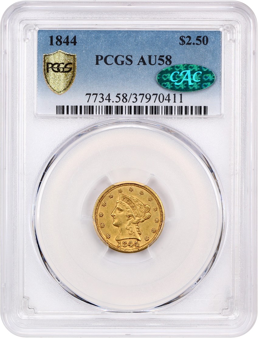 image for: 1844 $2 1/2 PCGS/CAC AU58