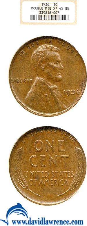 image for: 1936 1c Dbld Die Obv NGC XF45 BN