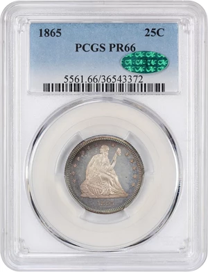 image for: 1865 25c PCGS/CAC Proof 66