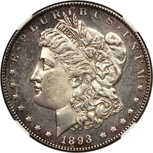 image for: 1893 $1 NGC MS62 PL