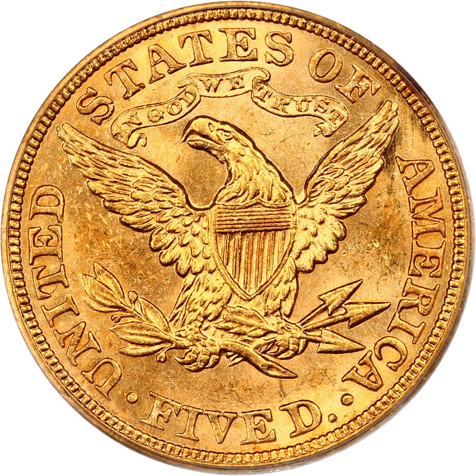 image for: 1902 $5 PCGS MS63 (OGH)