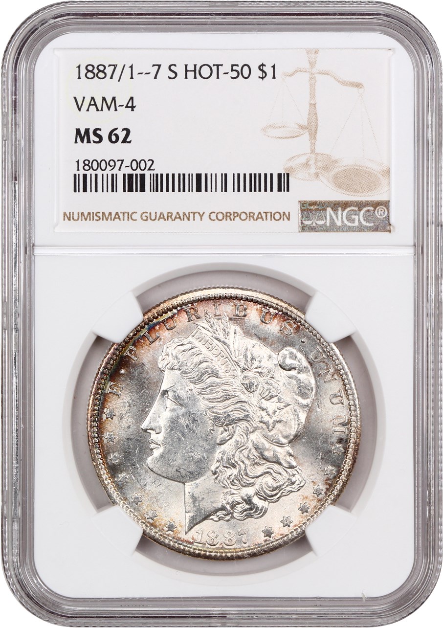 image for: 1887-S $1 NGC MS62 (VAM-4, Doubled Date)