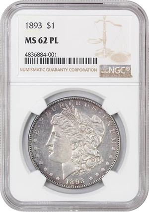 image for: 1893 $1 NGC MS62 PL