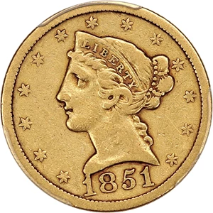 image for: 1851 $5 PCGS F15