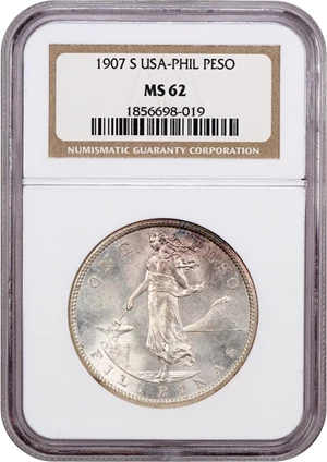 image for: U.S. Philippines: 1907-S Peso NGC MS62
