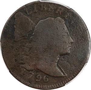 image for: 1796 1c PCGS Good Details ( Liberty Cap, Environmental Damage, S-83)