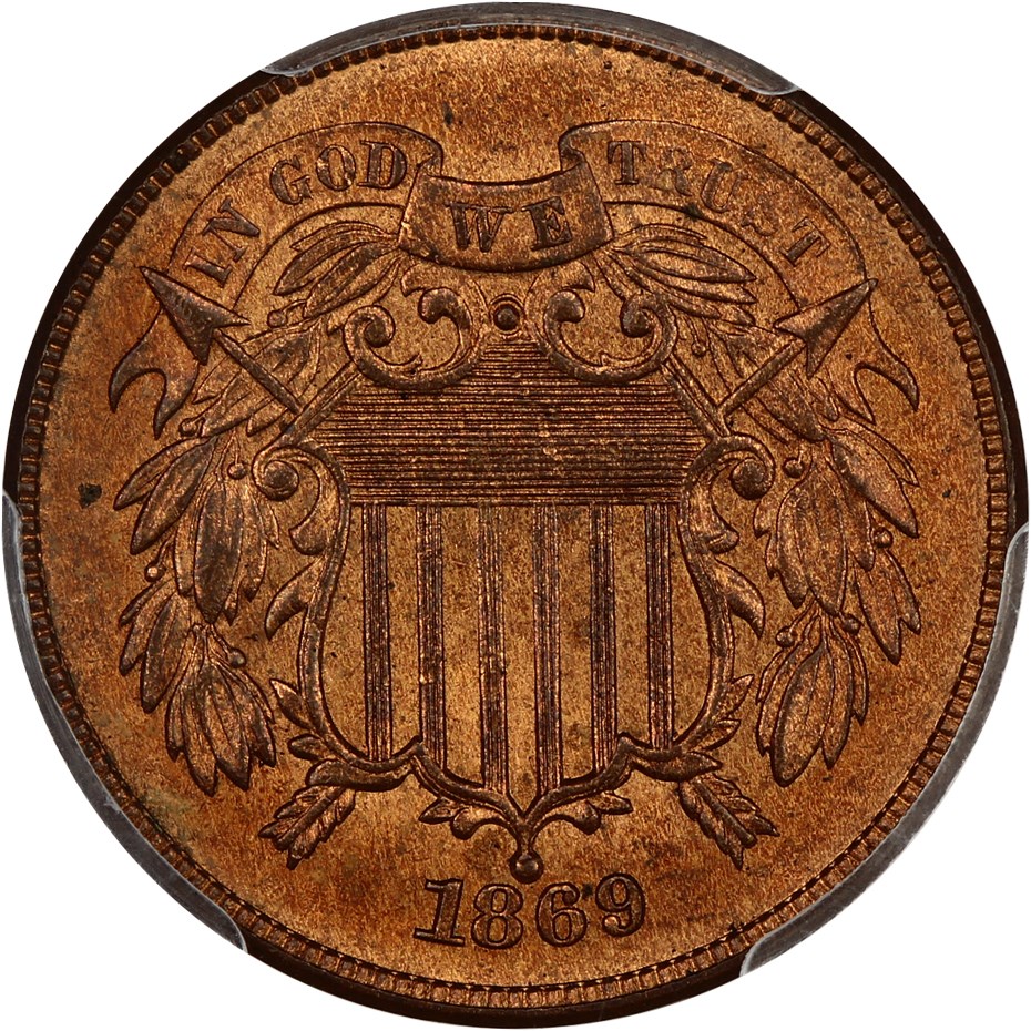 image for: 1869 2c PCGS/CAC MS64 RB