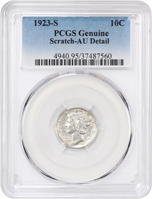image for: 1923-S 10c PCGS AU Details (Scratch)