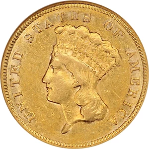 image for: 1860-S $3 NGC AU53 ex: Bass