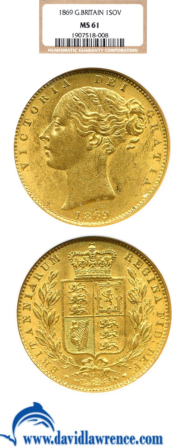 image for: Great Britain: 1869 Sov  NGC MS61   