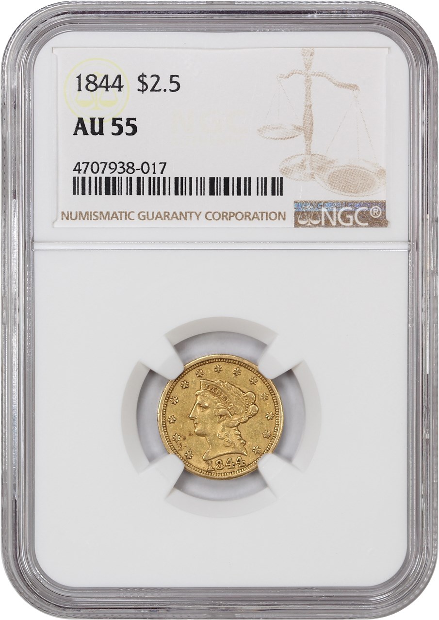 image for: 1844 $2 1/2 NGC AU55