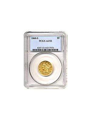 image for: 1860-S $5 PCGS AU53