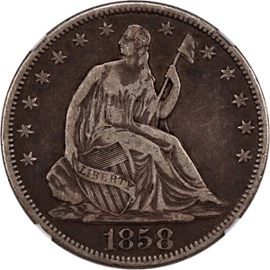 image for: 1858-S 50c NGC/CAC VF20