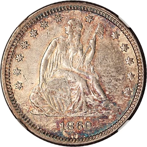 image for: 1860 25c NGC AU55