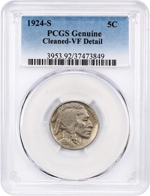 image for: 1924-S 5c PCGS VF Details (Cleaned)