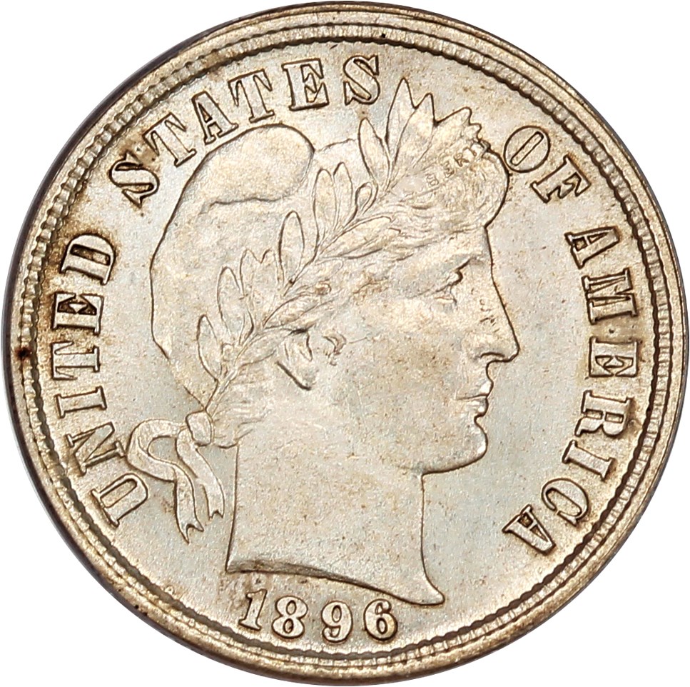 image for: 1896 10c PCGS MS63
