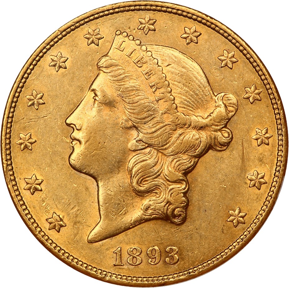 image for: 1893-CC $20 NGC AU55