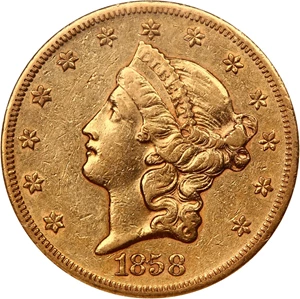 image for: 1858-S $20 NGC XF45