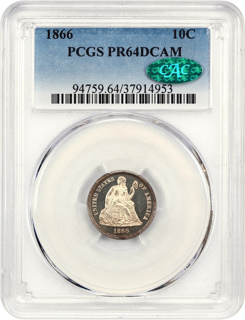 image for: 1866 10c PCGS/CAC Proof 64 DCAM