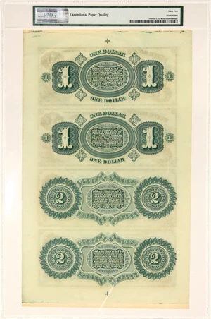image for: FR. SCCR3-4 1872 $1-$1-$2-$2 Uncut Sheet Columbia, SC Revenue Bond Scrip PMG Gem Unc 65 EPQ