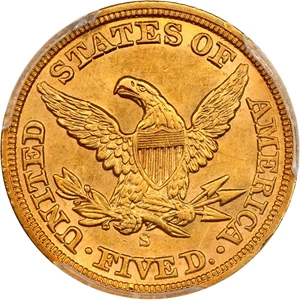 image for: 1860-S $5 PCGS AU58
