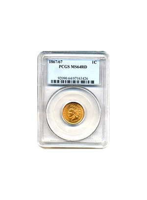 image for: 1867/67 1c PCGS MS64 RD