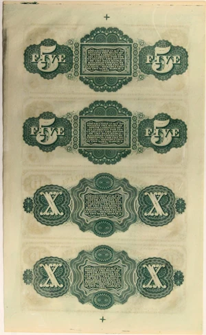 image for: FR. SCCR5-6 1872 $5-$5-$10-$10 Uncut Sheet Columbia, SC Revenue Bond Scrip PMG About Unc 55 EPQ