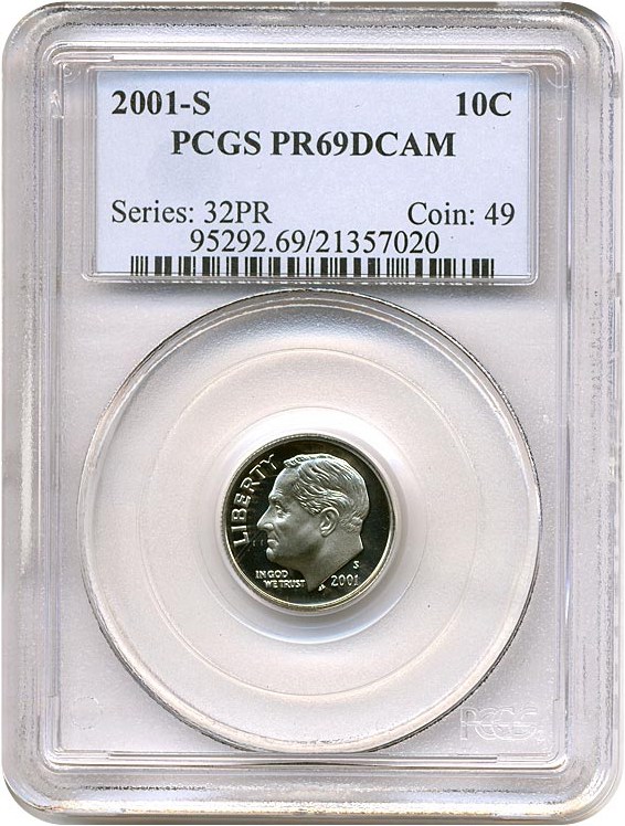 image for: 2001-S 10c  PCGS Proof 69 DCameo