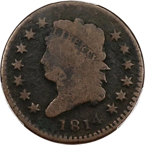image for: 1814 1c PCGS Good Details (Plain 4, Environmental Damage)